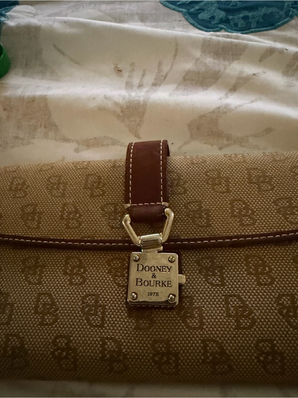 Dooney & Bourke Brown Logo Canvas Crossbody Clutch